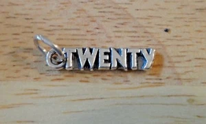 Sterling Silber 20x5mm Zahl Zwanzig oder 20. 20 Geburtstag Charm - Bild 1 von 7
