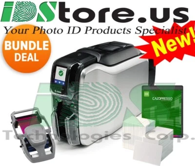 Zebra ZC300 Series Dual Side Photo ID Card Printer Bundle NEW - Image 1 of 4