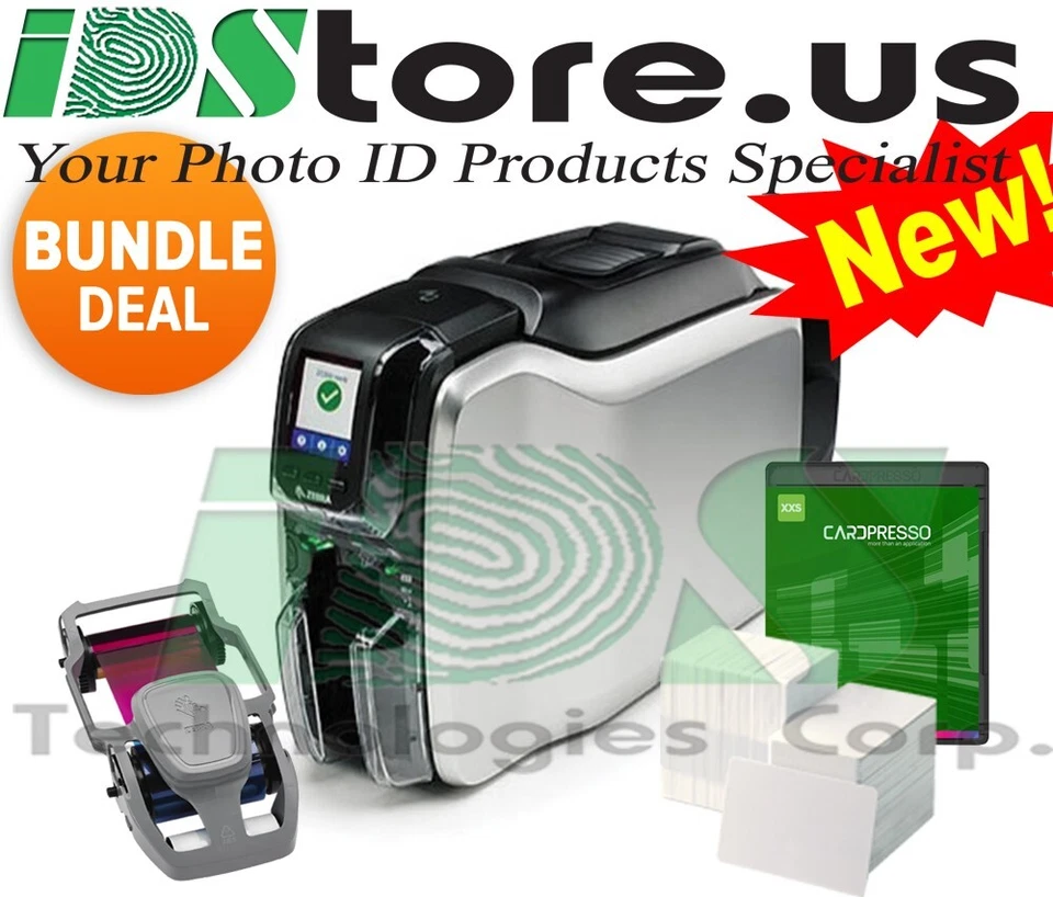 Zebra ZC300 Series Dual Side Photo ID Card Printer Bundle NEW - Image 1 of 4