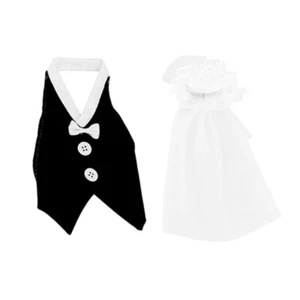 2pcs/set Wine Bottle Dress-up for Weddings Bride Groom Wine Bottle Covers Gifts - Picture 1 of 8