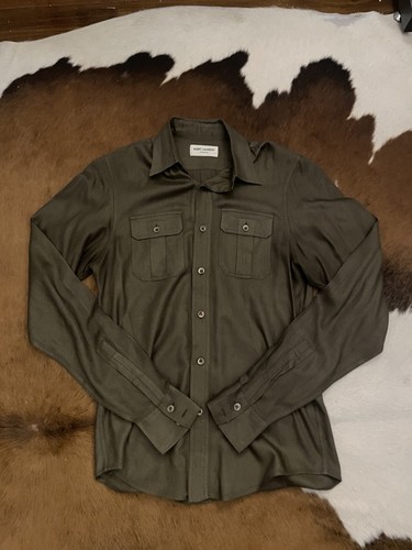 SAINT LAURENT (YSL) Saint Laurent Paris camicia verde militare con bottoni 36