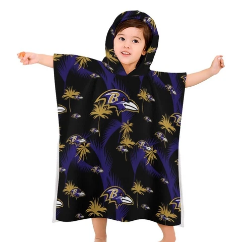 Baltimore Ravens Children's Bath Towel with Hood Travel Holiday Bath Towel Cover