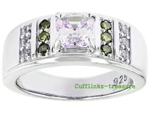 Natürlicher weißer Topas & Turmalin Steine 925 Sterling Silber Ring für Herren #919 - Bild 1 von 4
