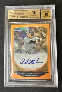2013 BOWMAN CHROME AUTO ORANGE REFRACTOR AUSTIN MEADOWS /25 BGS 10 - Picture 1 of 2