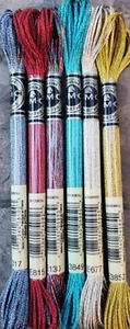 DMC Light Effects Embroidery Floss Set #E3849 E677 E130 E815 E3852 E317 1 each - Picture 1 of 1