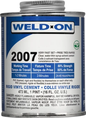IPS WELD-ON Weld-On #2007 - Solvent Cement For Rigid & Foamed Vinyl (PVC) 16oz.