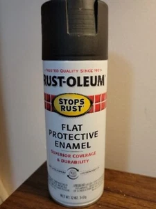 Rust-Oleum FLAT Black Protective Enamel 7776 Spray Paint 12oz NEW Aerosol - Picture 1 of 3