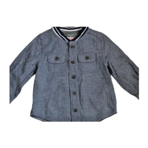 Cat & Jack Button Up Shirt Toddler Boys Size 12M Gray Long Sleeve V Neck Pockets - Picture 1 of 7