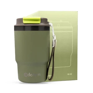 Insulated 16oz Stainless Steel Tumbler Coffee Mug Leakproof Double Walled (O/Gr) - Picture 1 of 8
