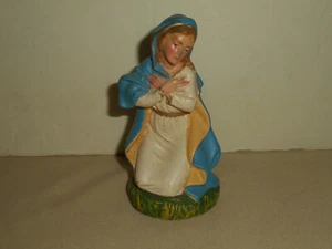 Virgin MARY Kneeling Nativity Figure 4 1/4" Composition w/Chip Japan c.1950 READ - Picture 1 of 12