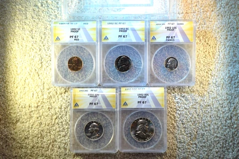 1952 US SILVER PROOF SET ANACS CERTIFIED PROOF SET PF-67RED/67/67CAMEO/67/67! #2 Cover