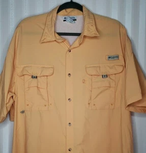 Camisa Columbia PFG Para Hombres Talla XL Botón Frontal Amarilla Manga Corta Ventilada Nylon Usada en Excelente Condición - Imagen 1 de 7