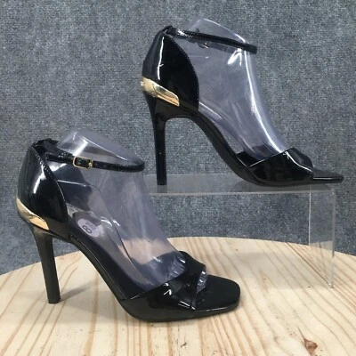 Guess Heels Womens 8.5 M Wgeases-R Ankle Strap Black Patent Leather Buckle - Image 1 of 4
