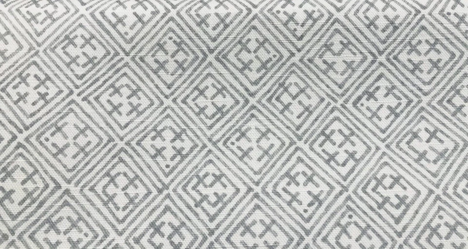 Thibaut Asian Geometric Linen Print Uphol Fabric- Laos / Grey 2.50 yd F972619 - Image 1 of 4