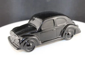 Vintage Avon Volkswagen Beetle After Shave Decanter Black Glass FULL - Picture 1 of 8