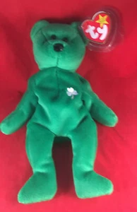 1997 Original TY Beanie Baby Erin Lucky Shamrock Green Bear Beanbag Plush Toy - Picture 1 of 10