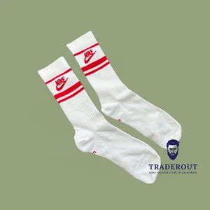 Nike Crew-Socken Herren weiß mit roten Streifen Logo Gr. M oder L - Bild 1 von 4