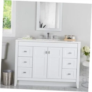 Lonsdale 48-Inch Single-Sink Bathroom Vanity with White Top, Soft-Close - Picture 1 of 7