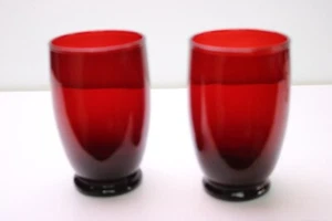 Baltic Royal Ruby Anchor Hocking 2 Water Goblets 4.5 " - Picture 1 of 4