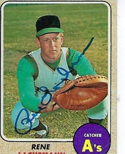 RENE LACHEMANN SIGNED 1968 TOPPS #422 - OAKLAND ATHLETICS - Picture 1 of 1