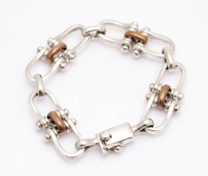 Vintage Mexikanisches 925 Sterling Silber Schäkel Design Grob Armband - Bild 1 von 3