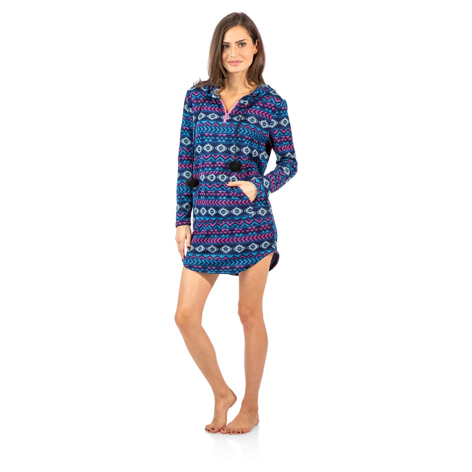 Ashford & Brooks Women's Fleece Zip up Hoodie Lounge Tunic Sleep Shirt  - Image 1 of 1
