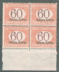 Eritrea - 1926 - 60 CENT. SEGNATASSE MNH IN QUARTINA BDF - SASSONE N. 20 - Foto 1 di 2