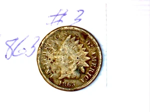 1863 INDIAN HEAD CENT LOT # 3 - Picture 1 of 2