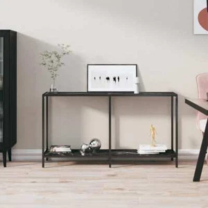 vidaXL Console Table Black 140x35x75.5 cm Tempered Glass - Picture 1 of 9