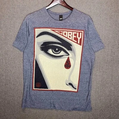 Obey Tshirt Men's XL Blue Graphic Print Big Face Girl Skate Y2k Retro  - Image 1 of 4