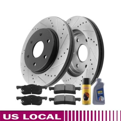 Rotores de freno traseros perforados + pastillas de cerámica para Chevy Traverse GMC Acadia 2009-2017 Foto 1 de 4