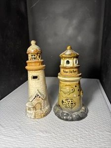 Lighthouse Tealight Glazed Pottery Nautical Ocean Decor (Z86) - Picture 1 of 7