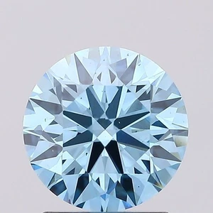 Round 1.54 Cts Fancy Vivid Blue VS2 IGI Certified Lab Grown CVD Diamond - Picture 1 of 10