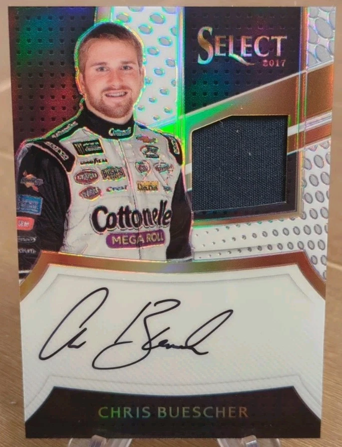 2017 Select Race Used Firesuit On Card Auto White Prizm SP 42/50 Chris Buescher - Image 1 of 1
