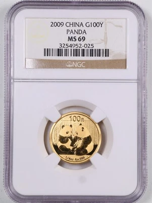 China 2009 G100Yn 1/4oz .999 Gold Panda MS69 NGC 3254952-025 - Image 1 of 4