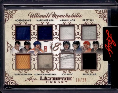 HOWE MESSIER JAGR HULL LEMIEUX OVECHKIN SAKIC BURE #/25 2023 LEAF ULTIMATE PATCH - Image 1 of 3