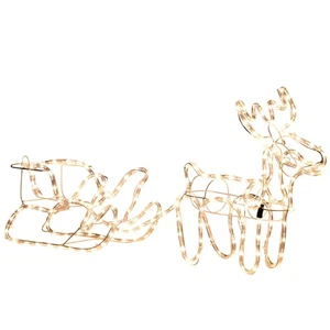 Outsunny LED Reindeer Sleigh Xmas Decor 35 Lights Steel Frame Indoor Outdoor - Picture 1 of 11