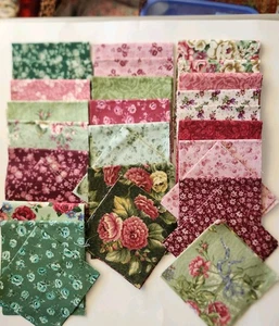 Menge Vintage 5" x WOF Blumen Stoff Streifen (22) plus (52) 5" Quadrate - Bild 1 von 11