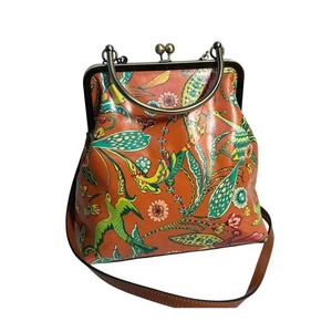 Patricia Nash retro crossbody w/kiss lock close, metal handle and 22-24" strap - Picture 1 of 13