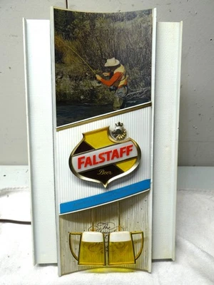 20 世纪 60 年代复古福斯塔夫点燃啤酒酒吧运动标志烤杯飞钓卷轴 — 第 1/4 张图片