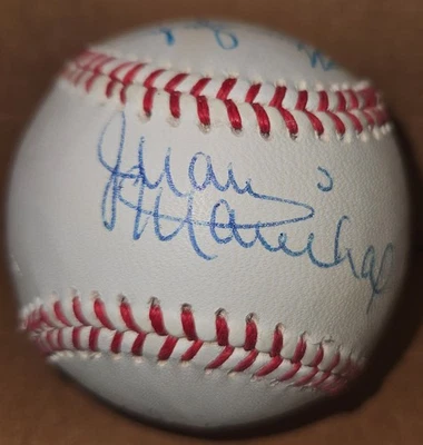 Juan Marichal,Warren Spahn,Bob Gibson,Hoyt Wilhelm,Bob Feller AUTOGRAPH BALL - Image 1 of 4