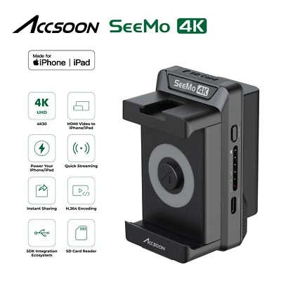 Accsoon SeeMo 4K Video Transmitter Adapter for iPhone iPad Monitoring Recording - Image 1 of 4