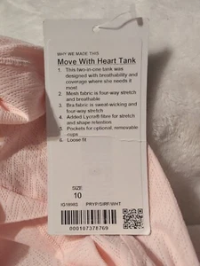 Ivivva by Lululemon Girl’s Move With Heart Tank Top Strappy Size 10 Soft Pink  - Picture 1 of 9