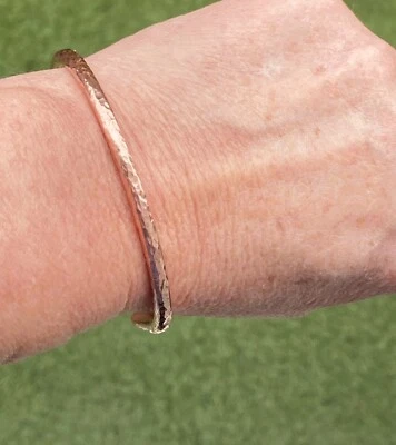 copper bracelet 4mm thick handmade hammered copper bracelet - Image 1 of 4