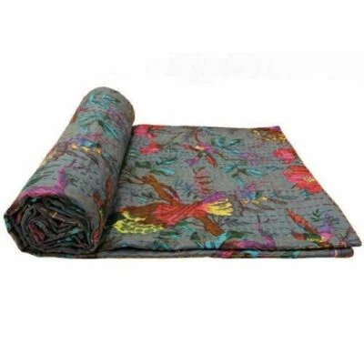 Ручной работы цветочный Kantha лоскутное одеяло хлопок постельное белье Ralli одеяло домашнего декора покрывала - Изображение 1 из 4