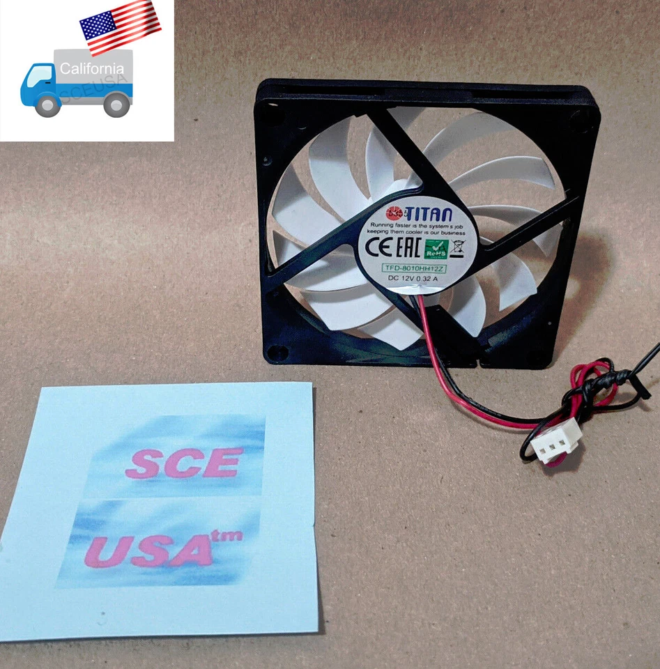 Titan 80mm x 10mm White 11-Blade 3pin 12V DC CPU/ Desktop PC Case Cooling Fan - Image 1 of 4