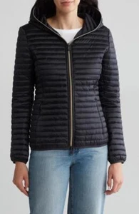 SAVE THE DUCK Alexa Water Resistant Hooded Puffer Jacket in Black S (1) - Picture 1 of 4