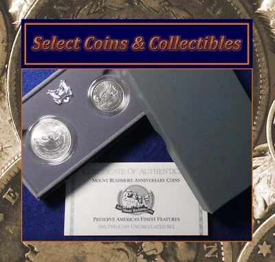 1991-P&D Mount Rushmore 2 Coin Uncirculated Set W/ COA & OGP #3293 - Image 1 of 4