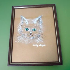 Framed Cat Kitty Pet Oil Painting Wall Art Print Canvas Artprint Home Decor Hang - Picture 1 of 7