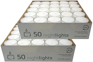Packung mit 100 klaren Tassen Teelichter Kerzen - lange Brennzeit 7 - 8 Stunden - Teelichter - Bild 1 von 3